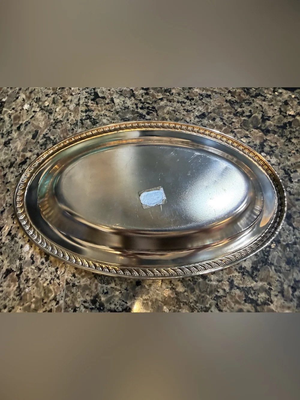 International Silver Co Silver Plate Oval Rope Edge Serving Tray 12.5